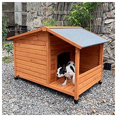 TYX Casetas Perros Exteriores 120 × 71.5 × 90Cm, Caseta para Perro Madera Exteriores Casa Perros Refugio, para Animales Pequeños Medianos Y Grandes,12