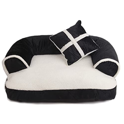 LXXCW Camas para mascotas, esteras de lana, sofá cálido perros y con almohada, cama gatos, casa, manta grande, cojín, cesta, suministros (Color : A, S características