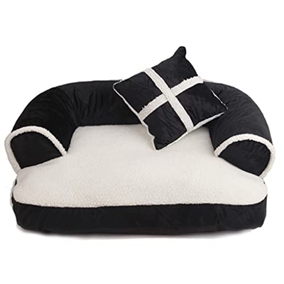 LXXCW Camas para mascotas, esteras de lana, sofá cálido perros y con almohada, cama gatos, casa, manta grande, cojín, cesta, suministros (Color : A, S