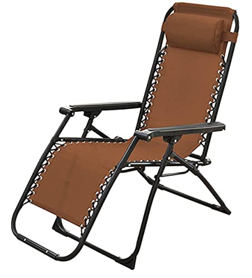 Tumbona Silla de Jardín Plegable Tumbona Reclinable, Sillas Mecedoras Plegables con Bloqueo para Exterior Patio Negro… (1 Unidad, Tumbona Marrón)