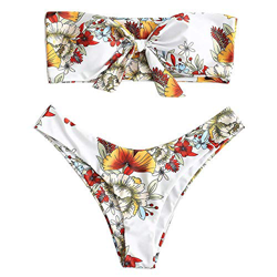 UMIPUBO Traje de Baño Mujer Bikini Bandeau Bañadores Palabra de Honor con Estampado Tropical Conjunto de Tankini 2 PCS Ropa de Baño características