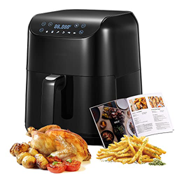 Freidora sin Aceite 5,5L con Libro de Recetas, Panel táctil 6 Modos, Tiempo y Temperatura Ajustable, Freidora de Aire Caliente 1700W, sin BPA PFOA, Re precio