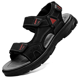 Lvptsh Sandalias Hombre Zapatillas de Senderismo Transpirable Peso Ligero Cuero Camper Deportivas Sandalias Al Aire Libre Pescador Playa Zapatos,Negro precio