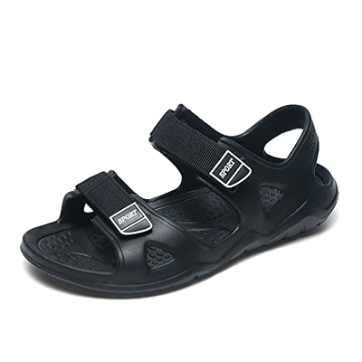 Jomix Sandalias de hombre y mujer, de verano, con suela antideslizante de goma, para casa, playa, zapatos de verano, 05 Negro, 42 EU