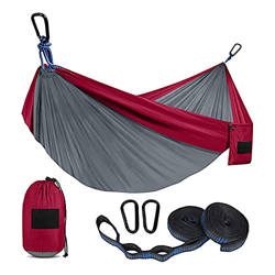 Hamaca para Camping Hammock Hamaca De Camping Nylon Paño De Paracaídas Hamaca única Doble Hamaca Portátil Con Correas De árboles Y Bolsa De Transporte precio