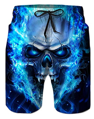 Spreadhoodie Calavera Bañador para Hombre Drawstring Respirable Mens Swim Pantalones Gráfico 3D Hombres Nadar Pantalones M