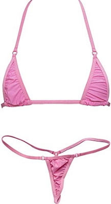 Czizi Bikini Micro G-String para Mujer Sujetador pequeño de Tanga Deslizante de 2 Piezas Sujetador pequeño (Rosa)