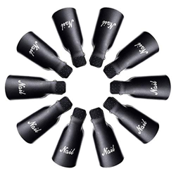 teng hong hui 10 unids Acrílico Nail Art Soak Off Remover Wrap Clip Clip Tap Nail Polish Remover Wrap Accessories Manicure, Negro precio