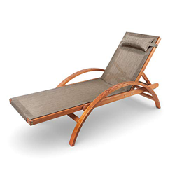 Ampel 24, Tumbona, Silla de jardín CARIBIC | 199x75cm | Noble Madera | con Almohadilla y Respaldo Ajustable características