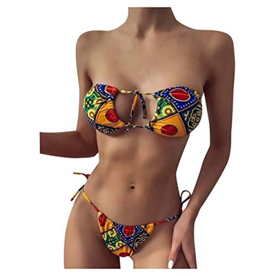 SHOBDW Bikinis Mujer Traje De Baño Mujer Sexy Bañador de Baño Conjunto de Acolchado Traje de baño Bikini para Mujeres Tanga Bikini Bohemia Push up Suj