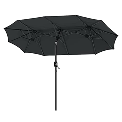 Aufun Sombrilla doble de aluminio con protección UV con manivela de mano, para jardín, mercado, terraza (270 × 460 cm, color gris oscuro) en oferta