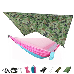 Hamaca Camping Hamaca Mosquitera Net y Hamaca Canopy Portátil Nylon Hamaca Lluvia Mosca Mosca Straps Senderismo Camping Survival Travel Camping Hamaca precio