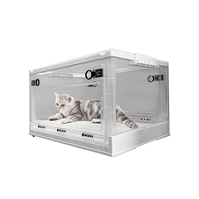 Caja de nebulización de respiración de animales, cajas de oxígeno de tratamiento de respiración de PVC, jaula de UCI transparente y visible, para masc