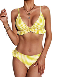 CheChury Conjunto de Bikini con Relleno Push Up Triangular Tartán Sexy Retro Brasileños Mujer Traje De Baño Bikini Mujer Dos Piezas Tartán Cuello Halt en oferta