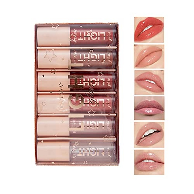 Juego de 6 lápices labiales de color gelatina con brillo para labios, bálsamo para dar volumen a los labios, Establecer A