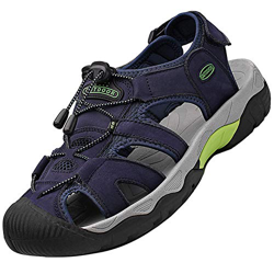 Topwolve Sandalias Deportivas para Hombre Verano Exterior Senderismo Zapatos Transpirable Peso Ligero Cuero Sandalias de Playa Trekking Casual Antides características