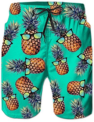 Loveternal Boardshorts para Hombre Summer Beach Board Shorts Pineapple Black Swimshorts con Bolsillos Laterales Azul 3XL