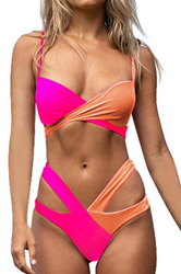 UMIPUBO Traje De Baño Bikini para Mujeres Push up Vendaje Vistosa Conjunto de Bikini División Color de Golpe Bañador Ropa de Playa de Dos Piezas Tops  precio