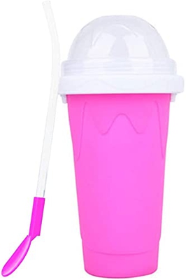OWSEN Slushie Maker Cup | DIY Slushy Maker Quick Frozen Magic Smoothies Cup,Portable Double Layer Silica Cup Pinch Cup Homemade Ice Cream Maker for Ch