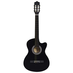 WooDlan 38 Pulgadas Guitarra Acústica con Cuerdas de Acero para Principiantes Adultos y Estudiantes, Elegante Diseño de Color Único (Negro) en oferta