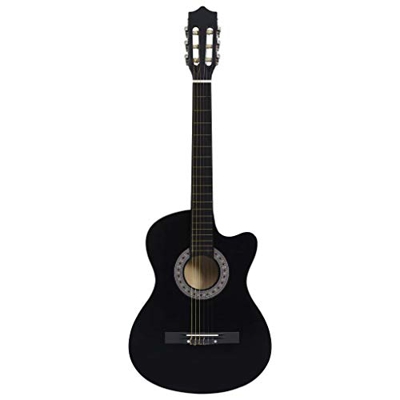 WooDlan 38 Pulgadas Guitarra Acústica con Cuerdas de Acero para Principiantes Adultos y Estudiantes, Elegante Diseño de Color Único (Negro)