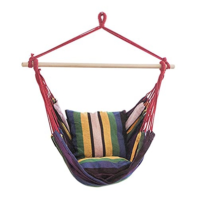 N / B Silla de Hamaca Colgando Cuerda de colandura, Silla Colgante máximo 260 lbs de algodón Colorido de Calidad para Interiores al Aire Libre Dormito