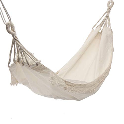 MYBOON Hamaca para Acampar al Aire Libre Columpio Silla Colgante portátil Blanco Puro Encaje romántico Fo