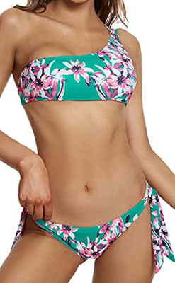 Voqeen Bikini Mujer Ropa con Estampado de Push-Up Traje de baño con Lazo Acolchado Conjunto de Bikini de Playa Acolchado Bañador Ropa Verano (A, XXL)