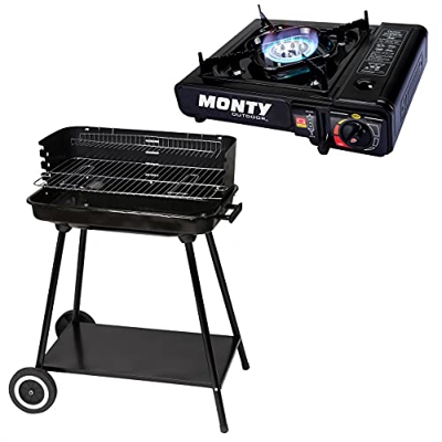 Cocina portátil de Gas de Acero Negro (Pack Barbacoa)