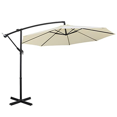 Sombrilla de 300 cm, sombrilla de jardín, sombrilla con manivela y soporte, protección UV 50+, para jardín, piscina, playa, terraza, 180 g/m²