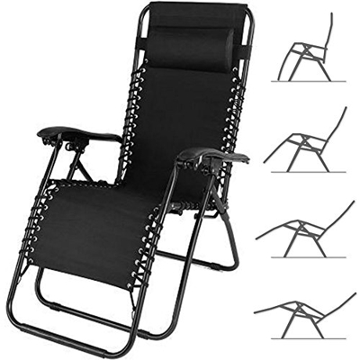 BAKAJI 2830488 Tumbona de jardín, Negro