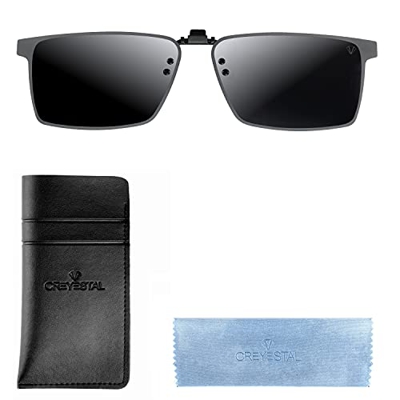 CREYESTAL Clip Gafas de Sol Polarizadas, Clip para Gafas para Sol, Clip Solar, Abatible y Ultraligero, Hombre, Mujer, 100% Anti-UV, Certificado CE