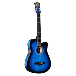 KEPOHK 38 '' Guitarra Acústica Folk Cortada de 6 Cuerdas para Adultos de Tamaño Completo para Estudiantes Principiantes (Madera) Azul precio