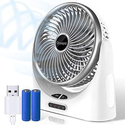OCOOPA Ventilador de mesa silencioso - USB con batería recargable de 4000 mAh - Luz LED móvil - 3 niveles - Ventilador personal perfecto - para el hog