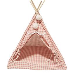 Tienda de campaña para mascotas Casa de cama para gatos Tipi plegable portátil con cojín de doble cara para verano e invierno de 24 pulgadas de alto p características