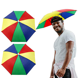 VINFUTUR 2pcs Sombrero Paraguas Plegable Sombrilla para Pesza Playa Sombrilla Parasol de Cabeza Accesorios de Disfraces Sombrillas (Kit A) características
