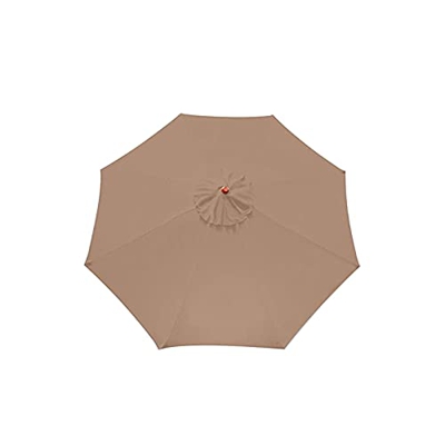 Faderr Parasol de repuesto para sombrilla de 9/10 pies para exteriores, con 8 varillas (solo toldo) (Khaki, tamaño: 3 m)