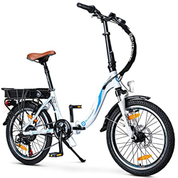 BLUEWHEEL e-Bike 20" Plegable I Marca Alemana de Calidad I Cambios Shimano 7 velocidades I Bicicleta eléctrica Conforme UE con App + Motor de 250 W +  características