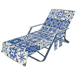 Nedyet Toalla para tumbona de playa, piscina, chaise lounge, funda para silla de playa, toalla para exterior, jardín, tumbona con bolsillo lateral, 21 en oferta