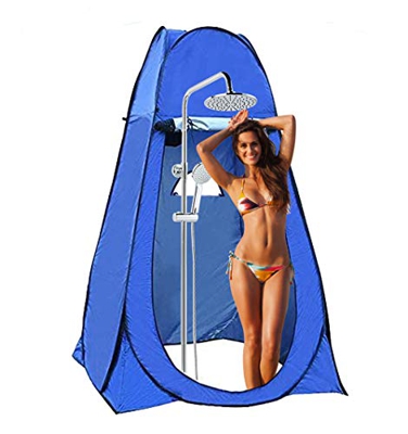 Carpa de Privacidad Portátil, Parkarma Tienda de Campaña 150 * 150 * 190CM Carpa de Ducha para Acampar Refugio de Iluvia al Aire Libre con 3 Ventanas 