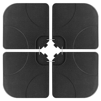 Juego de 4 soportes cuadrados para sombrilla, peso para sombrilla, soporte para sombrilla de mercado, con aprox. 60 litros de agua o 90 kg de arena re