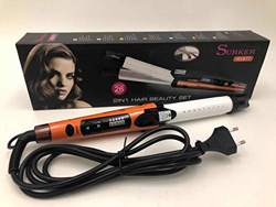 SURKER HD-877 Plancha de Pelo 45W Ondulador y Tenacilla Rizadora 2 en 1 EFECTO MAIZ Y FRITO Resistencias PTC con Placas de Ceramica Cable Giratorio pa precio