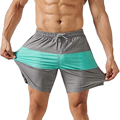 MaaMgic Bañador Hombre de Natación Estiramiento de 4 vías Secado Rápido Interior de Malla Traje de Baño Deportivos 4-Way Stretch, Verde Gris,XXL