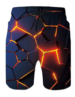Rave on Friday Shorts de natación para Hombre Impresiones de Lava en 3D Bañador de Secado rápido Bañador de Playa de Verano Shorts de Surf para Correr