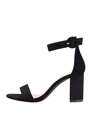 Marypaz, Sandalia básica con tacón ancho moda verano para Mujer Negro 40 EU