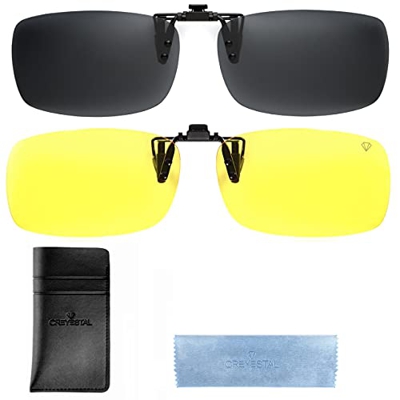 CREYESTAL Clip Gafas de Sol Polarizadas, Clip para Gafas para Sol, Clip Solar, Abatible y Ultraligero, Hombre, Mujer, 100% Anti-UV, Certificado CE