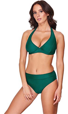 Merry Style Conjunto Bikini Sujetador y Bragas Bañador 2 Piezas Mujer 74RN24(Verde Oscuro(70104), EU(90D/44)=ES(105D/46))
