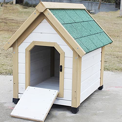 DHYBDZ Casa para Perros pequeños Resistente a la Intemperie con rampa o Puerta, casa de Madera para Mascotas al Aire Libre con Piso extraíble, Refugio
