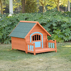 DHYBDZ Casetas para Perros Medianas y pequeñas Resistentes a la Intemperie con Porche, caseta de Madera para Perros al Aire Libre con Patas Ajustables en oferta