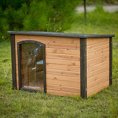 DHYBDZ Casa para Perros al Aire Libre de 33 Pulgadas, casa Grande Impermeable para Mascotas, cabaña de Troncos de Madera para Mascotas Medianas y pequ